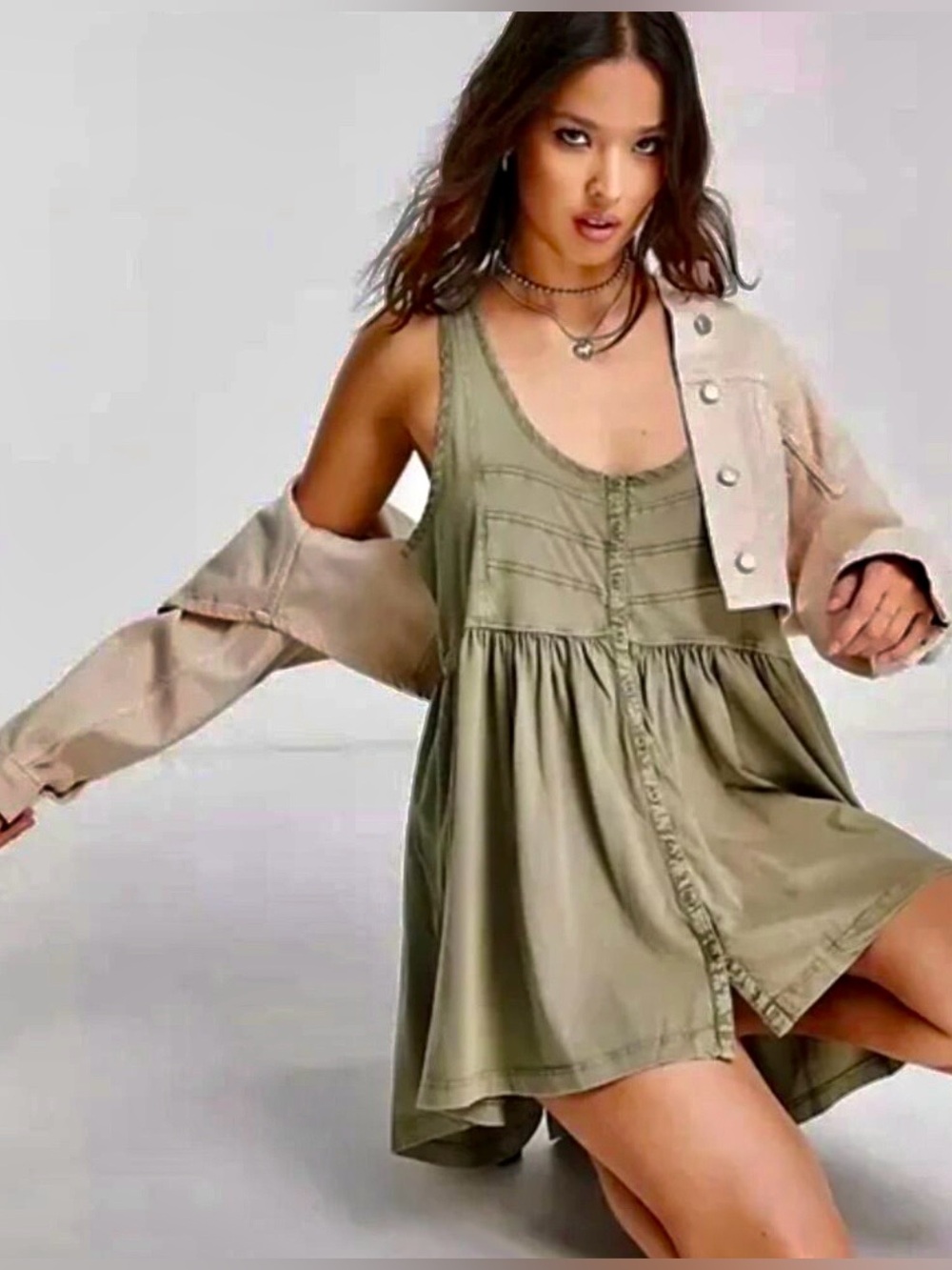 NWT! Free People Women's Brooke Tunic Dress Olive green Small